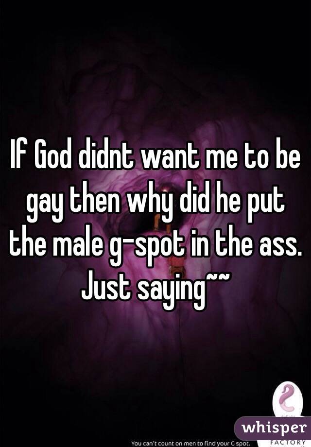 If God didnt want me to be gay then why did he put the male g-spot in the ass. Just saying~~