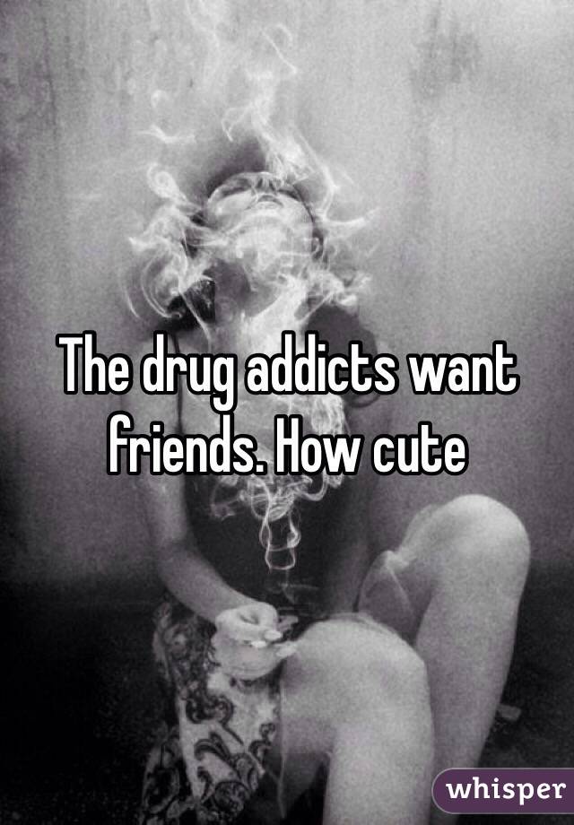 The drug addicts want friends. How cute