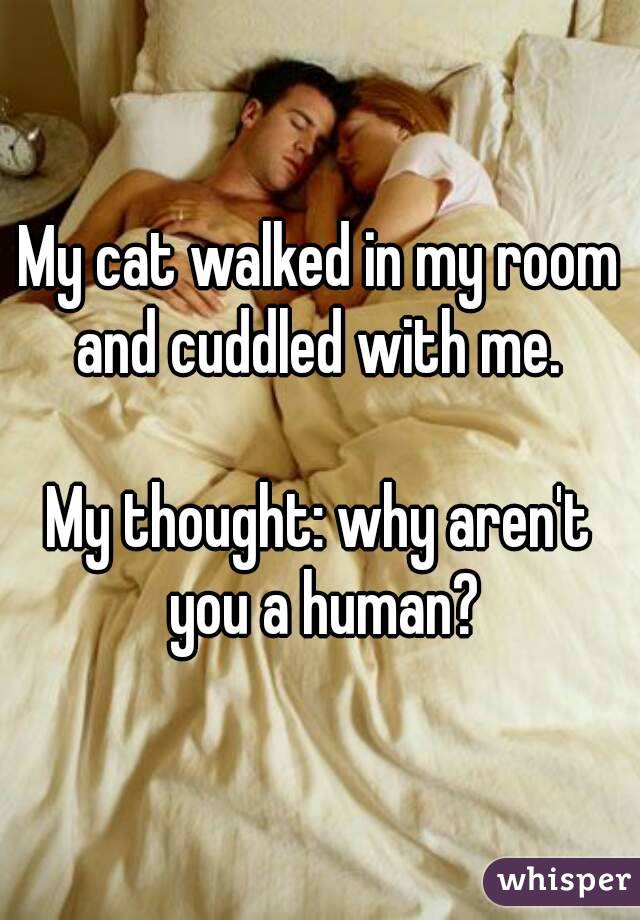 My cat walked in my room and cuddled with me. 

My thought: why aren't you a human?