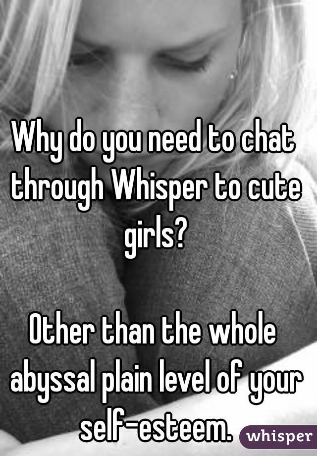 Why do you need to chat through Whisper to cute girls?

Other than the whole abyssal plain level of your self-esteem.