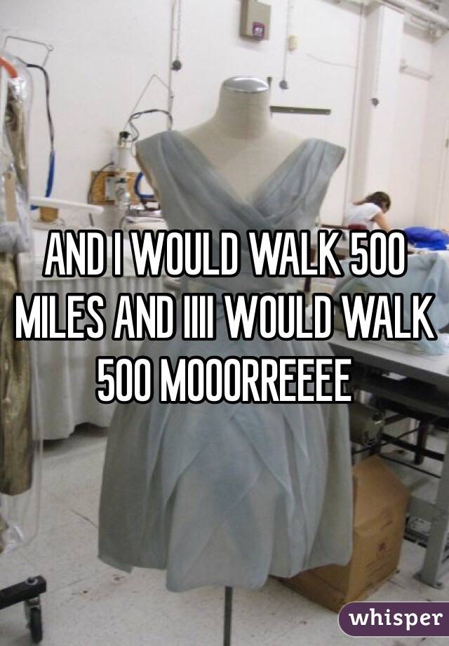 AND I WOULD WALK 500 MILES AND IIII WOULD WALK 500 MOOORREEEE