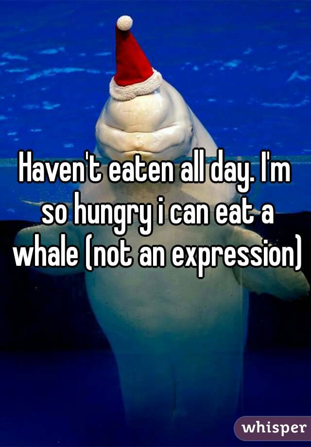 Haven't eaten all day. I'm so hungry i can eat a whale (not an expression)
