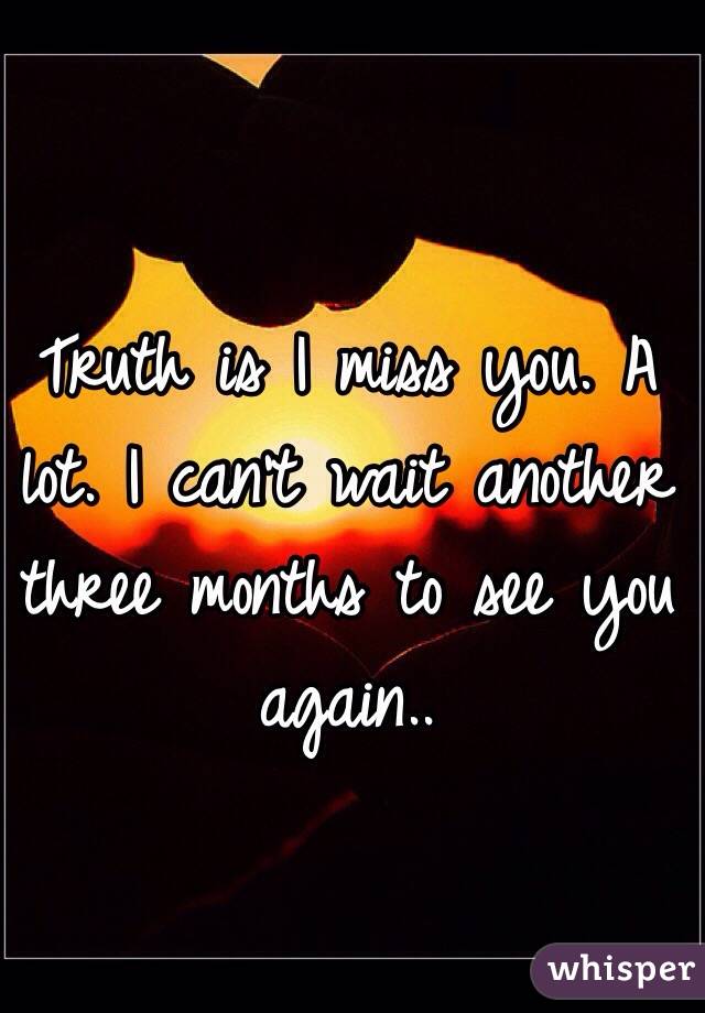 Truth is I miss you. A lot. I can't wait another three months to see you again..