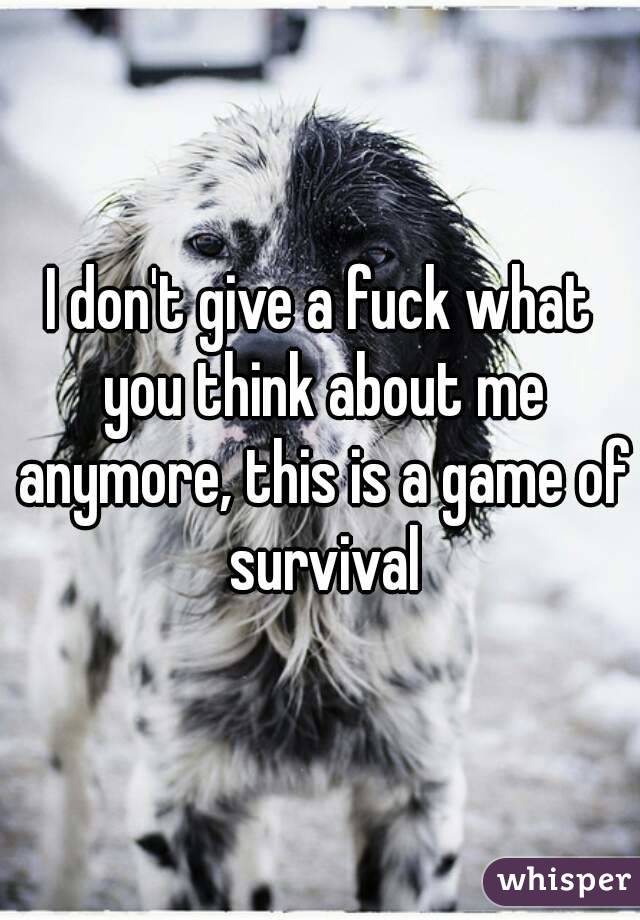 I don't give a fuck what you think about me anymore, this is a game of survival