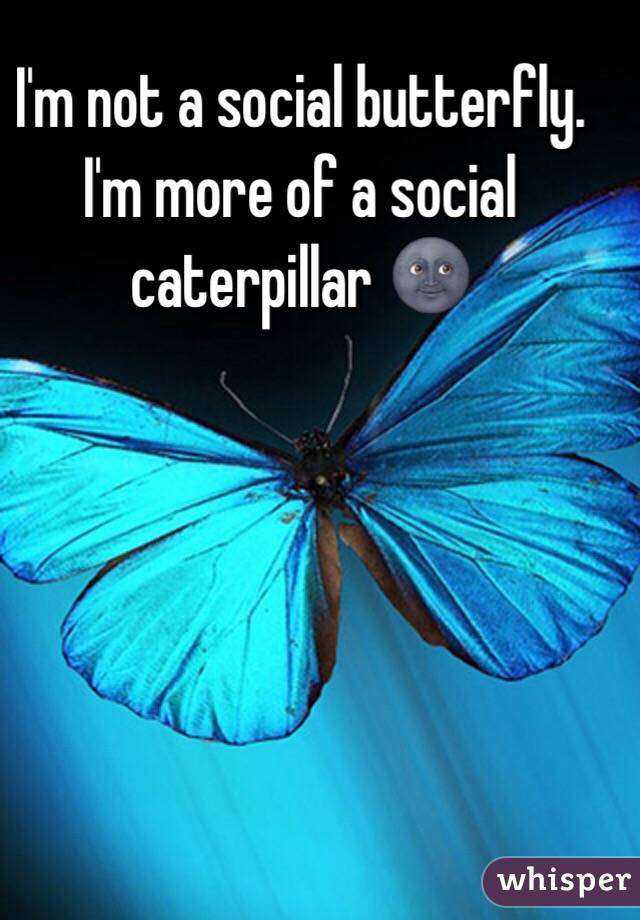 I'm not a social butterfly.
I'm more of a social caterpillar ðŸŒš
