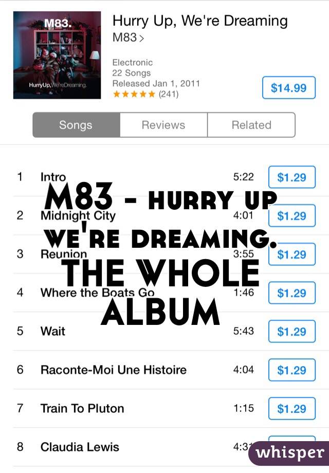 M83 - hurry up we're dreaming.
THE WHOLE ALBUM 