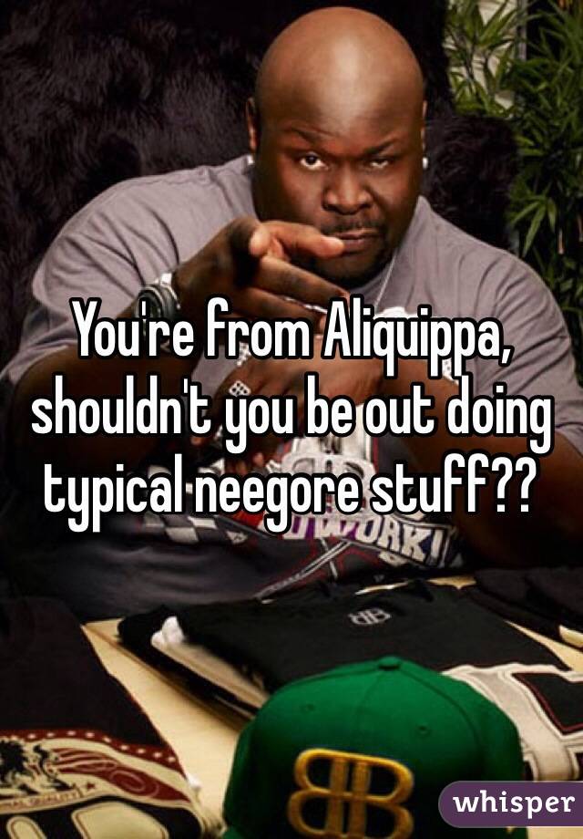 You're from Aliquippa, shouldn't you be out doing typical neegore stuff??