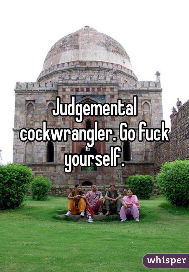 Judgemental cockwrangler. Go fuck yourself.