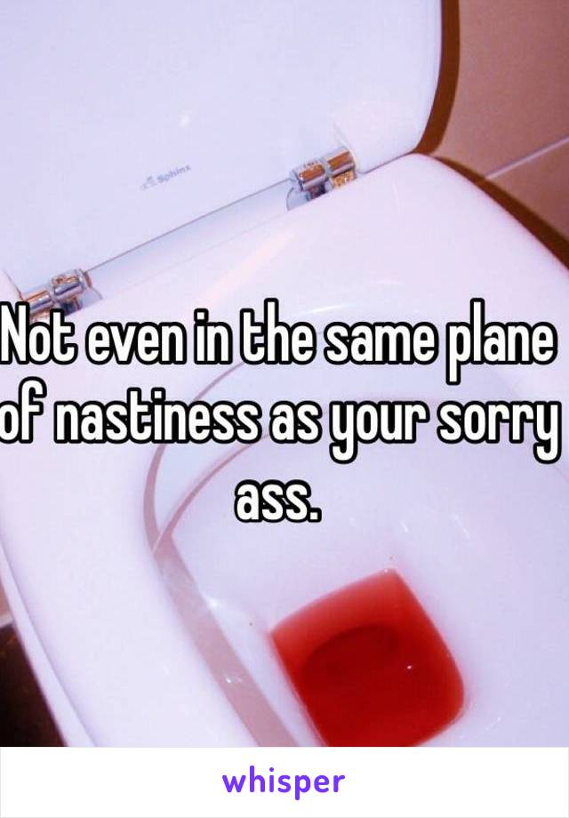 Not even in the same plane of nastiness as your sorry ass.