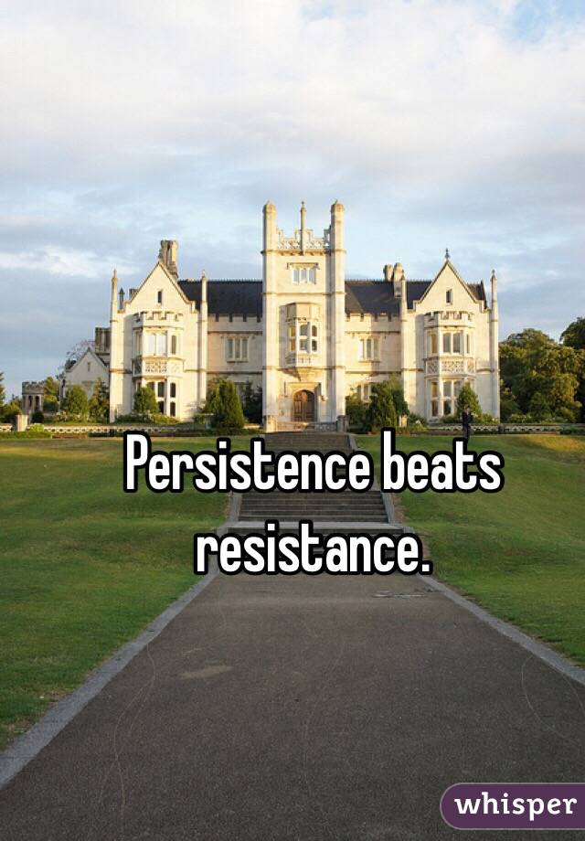 Persistence beats resistance.