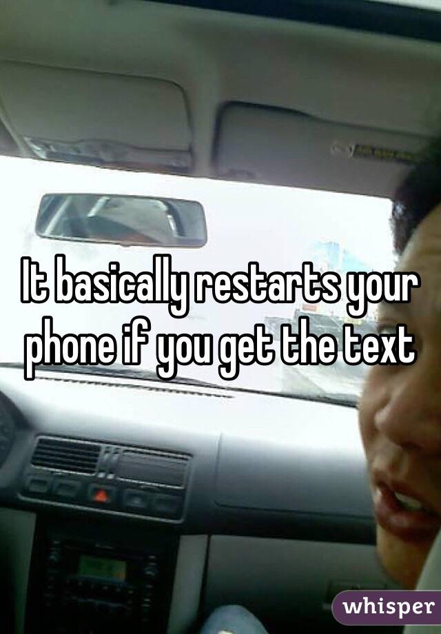 It basically restarts your phone if you get the text