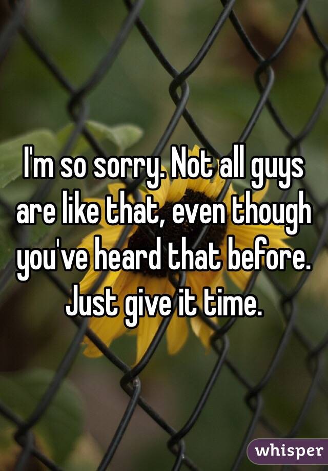 I'm so sorry. Not all guys are like that, even though you've heard that before. Just give it time. 