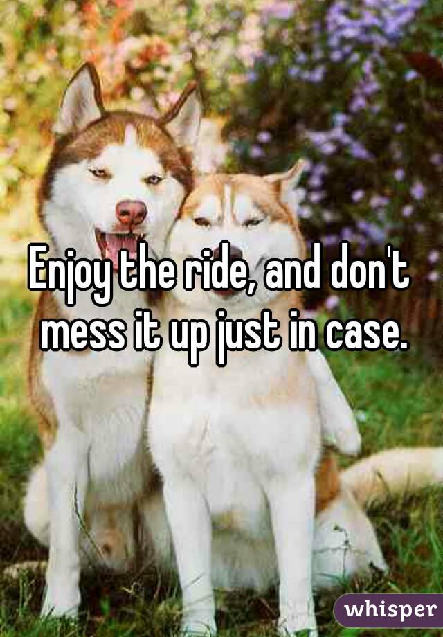 Enjoy the ride, and don't mess it up just in case.