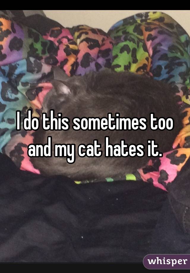 I do this sometimes too and my cat hates it. 