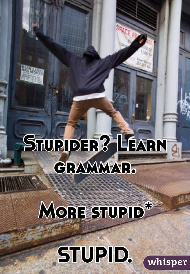 Stupider? Learn grammar.

More stupid*

STUPID.