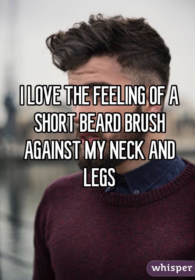 I LOVE THE FEELING OF A SHORT BEARD BRUSH AGAINST MY NECK AND LEGS 