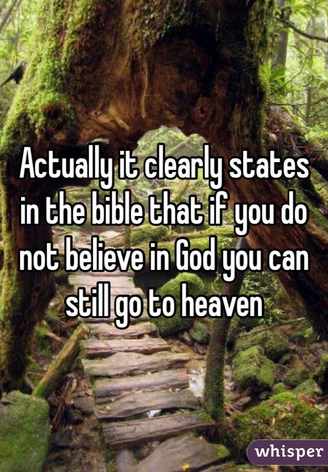 Actually it clearly states in the bible that if you do not believe in God you can still go to heaven 