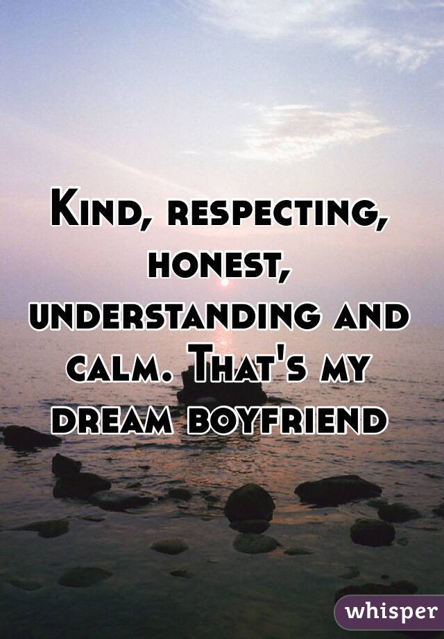 Kind, respecting, honest, understanding and calm. That's my dream boyfriend 