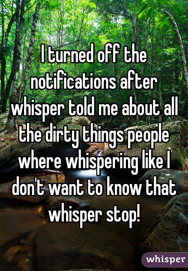 I turned off the notifications after whisper told me about all the dirty things people where whispering like I don't want to know that whisper stop!