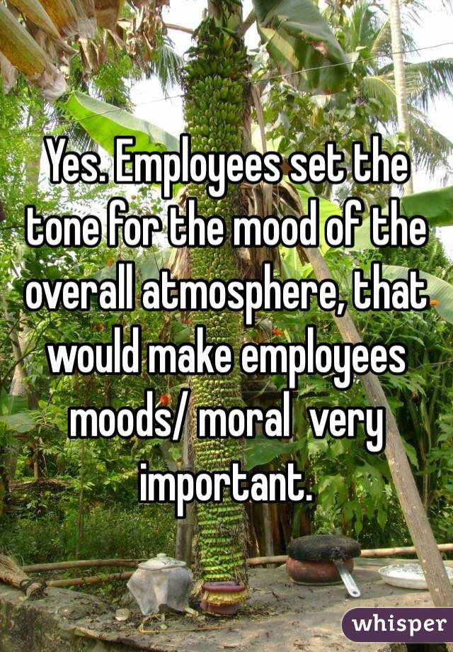 Yes. Employees set the tone for the mood of the overall atmosphere, that would make employees moods/ moral  very important. 