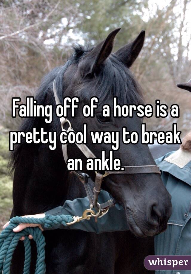 Falling off of a horse is a pretty cool way to break an ankle.