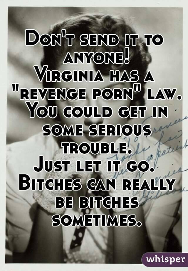 Don't send it to anyone!
Virginia has a "revenge porn" law. You could get in some serious trouble.
Just let it go. Bitches can really be bitches sometimes.
