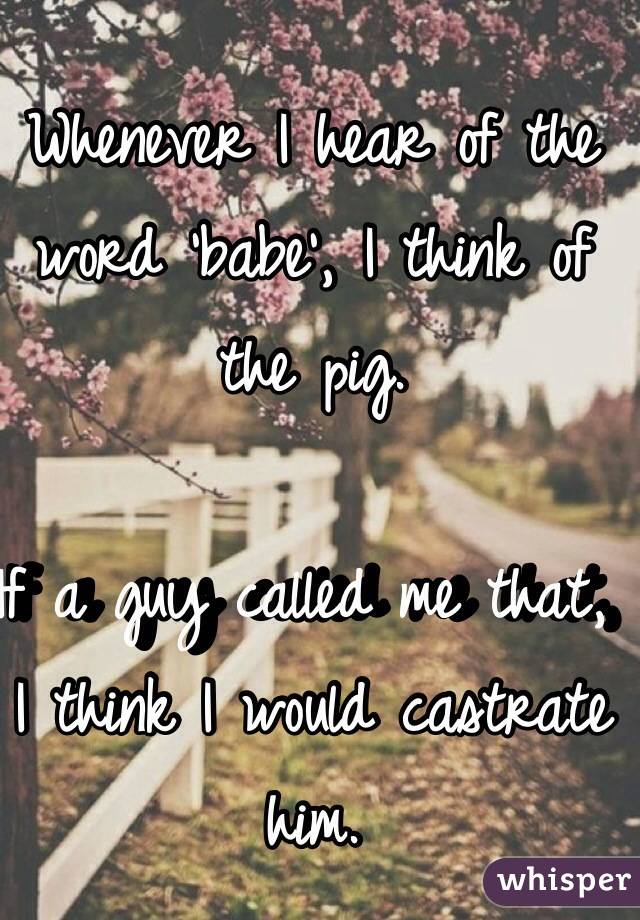 Whenever I hear of the word 'babe', I think of the pig. 

If a guy called me that, I think I would castrate him. 