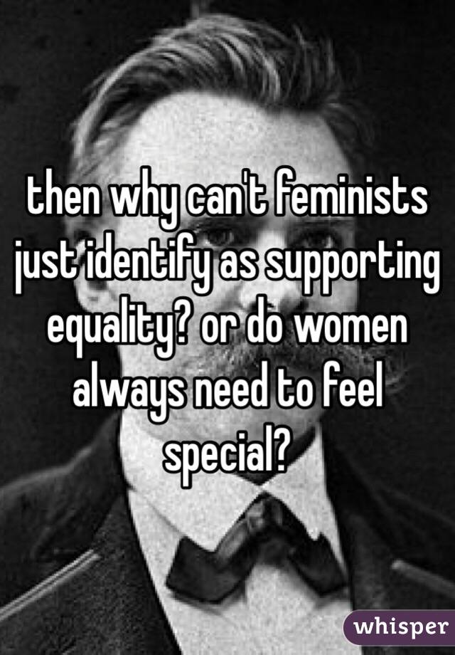 then why can't feminists just identify as supporting equality? or do women always need to feel special? 