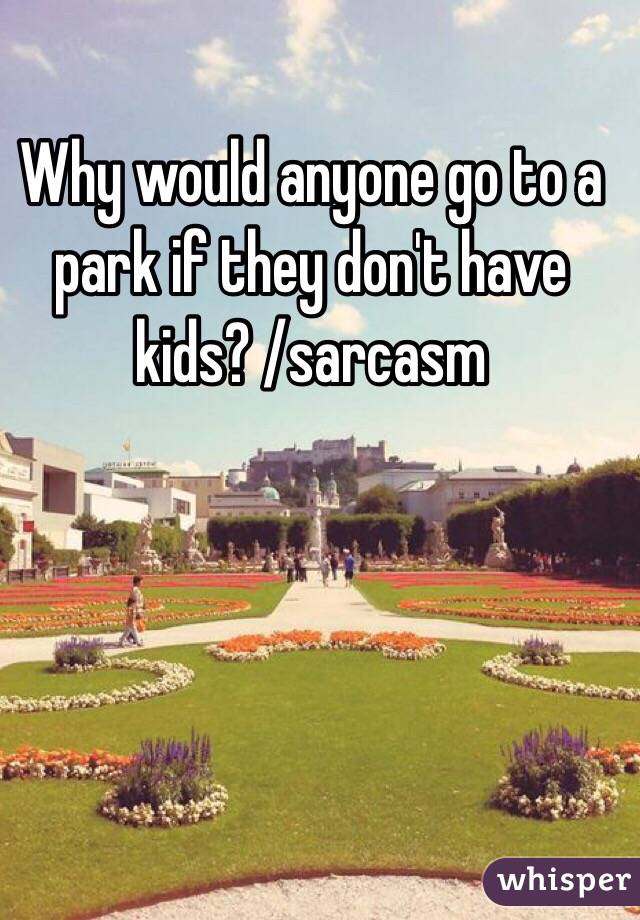 Why would anyone go to a park if they don't have kids? /sarcasm