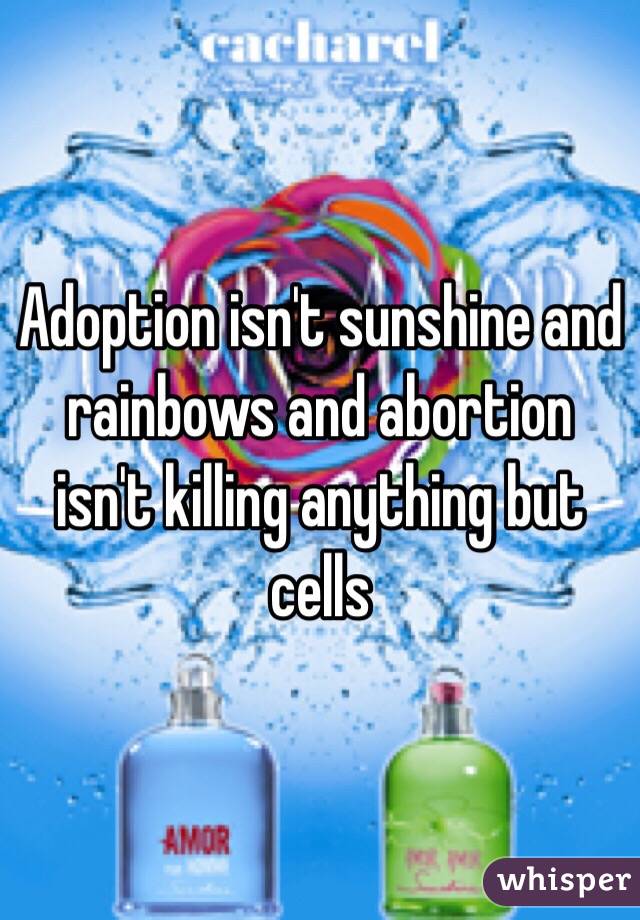 Adoption isn't sunshine and rainbows and abortion isn't killing anything but cells 