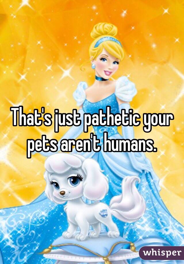 That's just pathetic your pets aren't humans. 