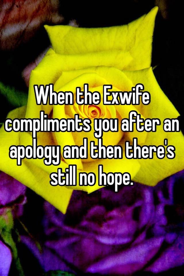 When the Exwife compliments you after an apology and then there's still ...