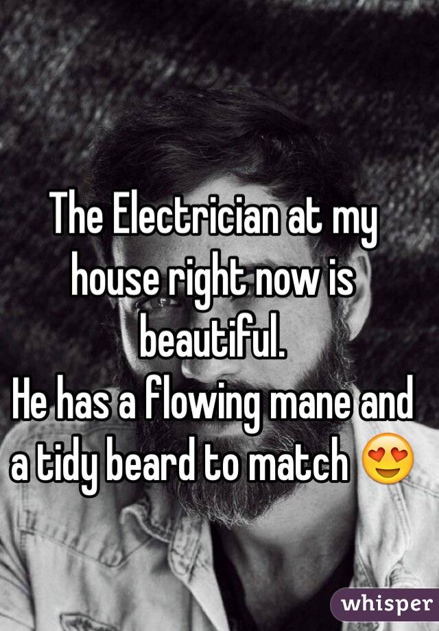 The Electrician at my house right now is beautiful. 
He has a flowing mane and a tidy beard to match 😍