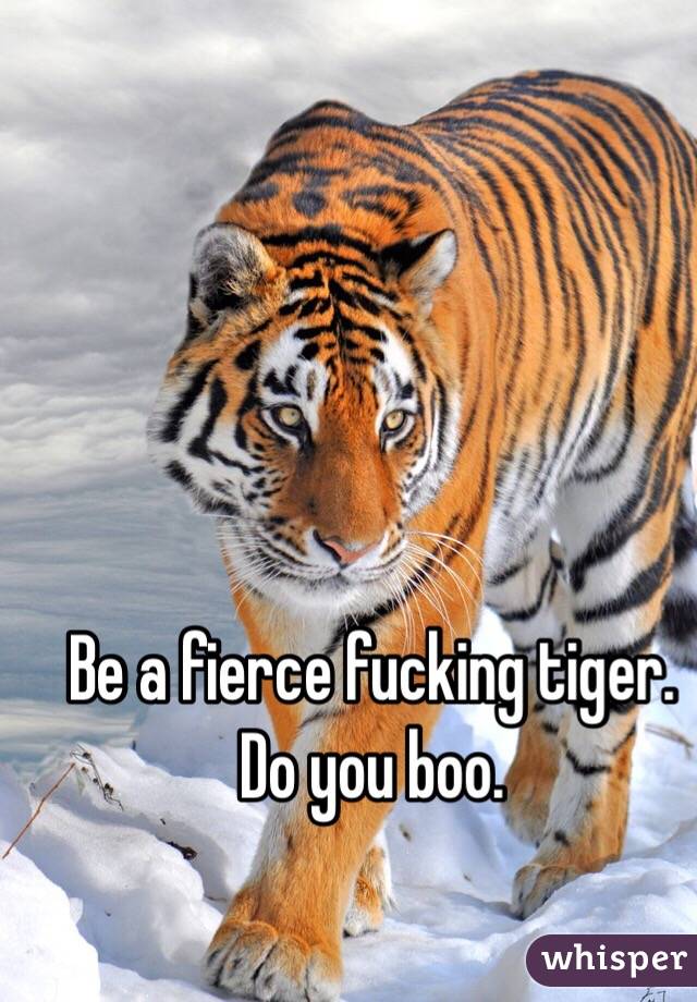 Be a fierce fucking tiger. Do you boo. 