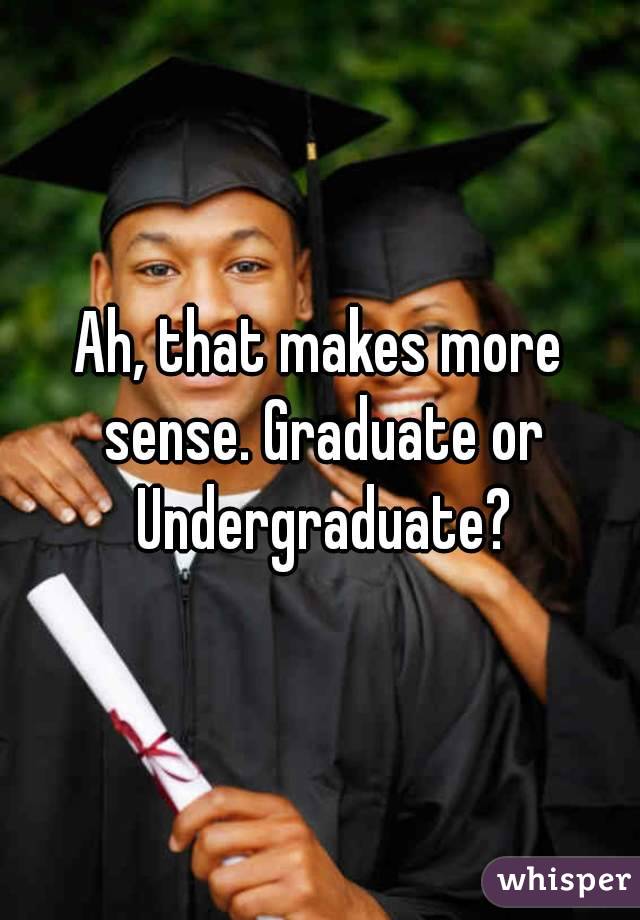 Ah, that makes more sense. Graduate or Undergraduate?