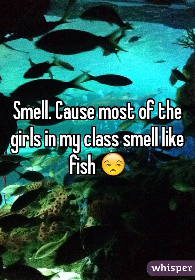 Smell. Cause most of the girls in my class smell like fish 😒