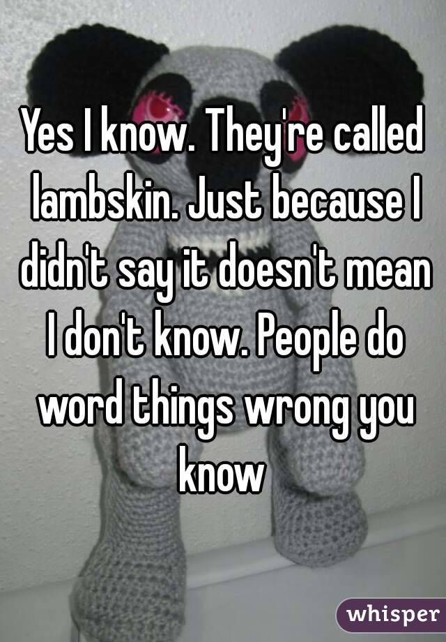Yes I know. They're called lambskin. Just because I didn't say it doesn't mean I don't know. People do word things wrong you know 