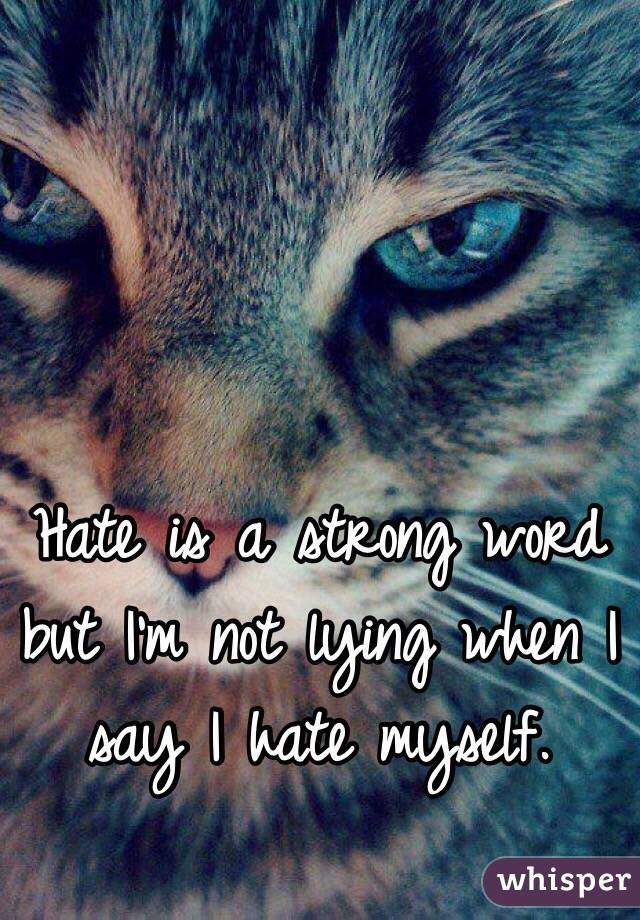Hate is a strong word but I'm not lying when I say I hate myself.

