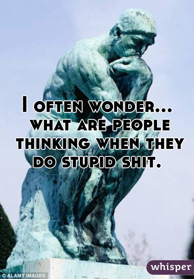 I often wonder... what are people thinking when they do stupid shit. 