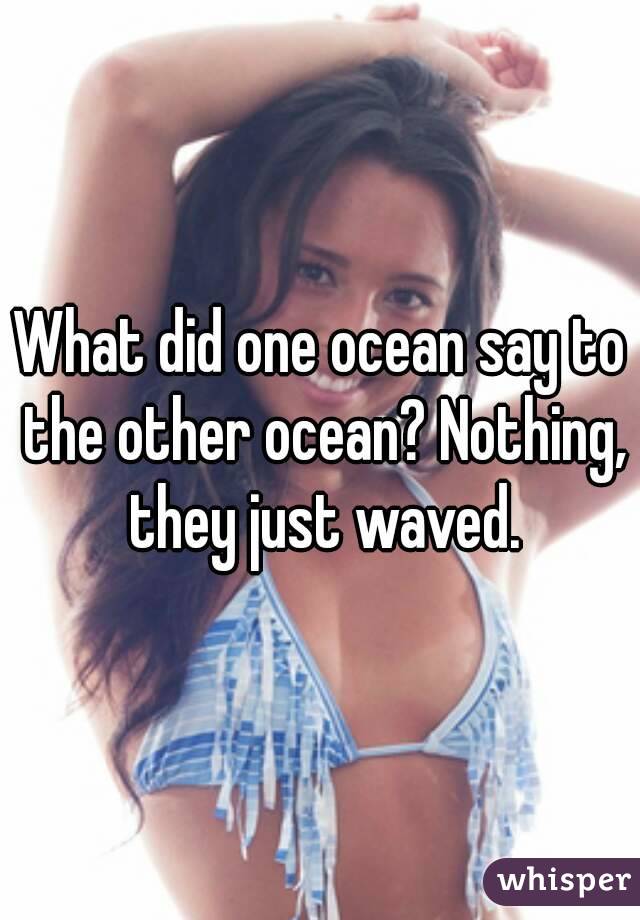 What did one ocean say to the other ocean? Nothing, they just waved.