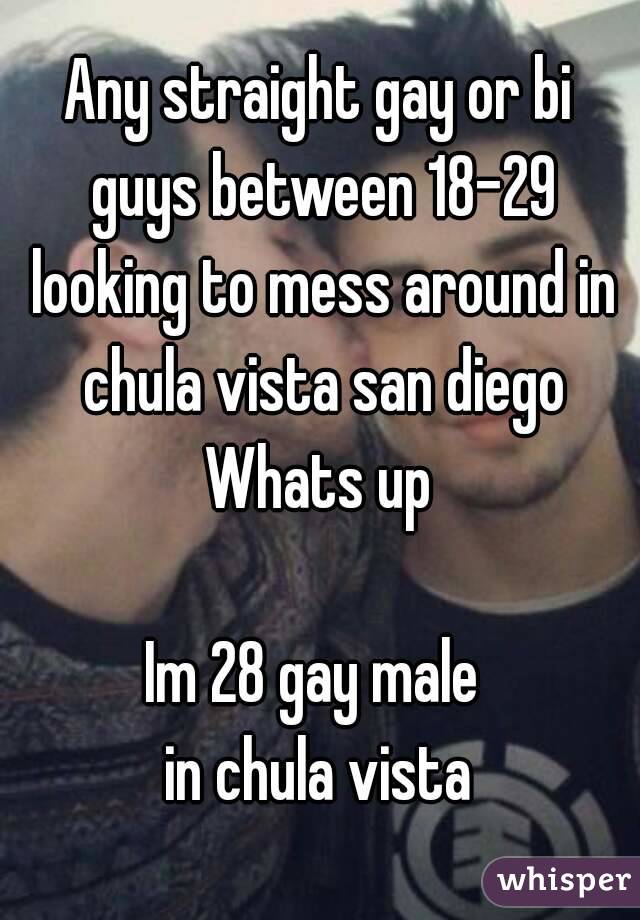 Any straight gay or bi guys between 18-29 looking to mess around in chula vista san diego
Whats up

Im 28 gay male 
in chula vista