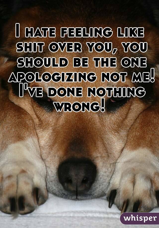 I hate feeling like shit over you, you should be the one apologizing not me! I've done nothing wrong! 