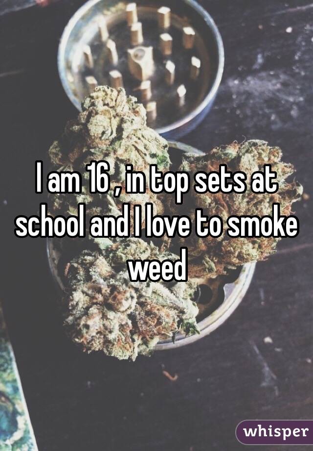 I am 16 , in top sets at school and I love to smoke weed 