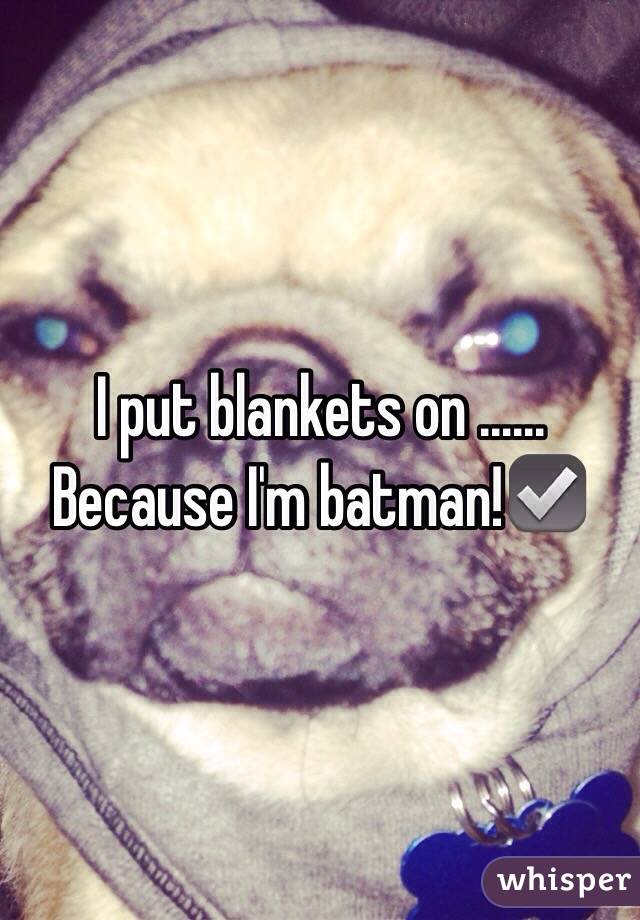 I put blankets on ...... Because I'm batman!☑️