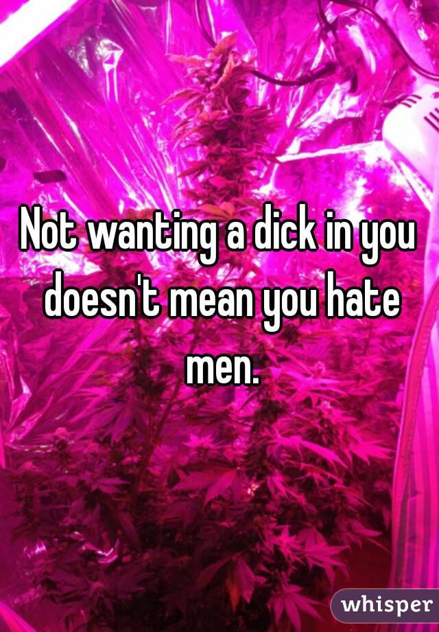Not wanting a dick in you doesn't mean you hate men.