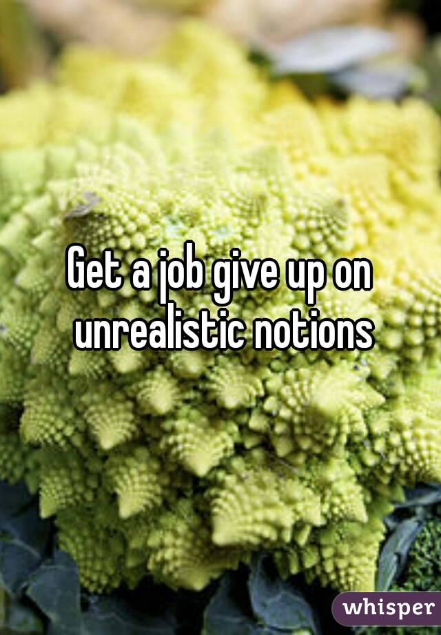 Get a job give up on unrealistic notions