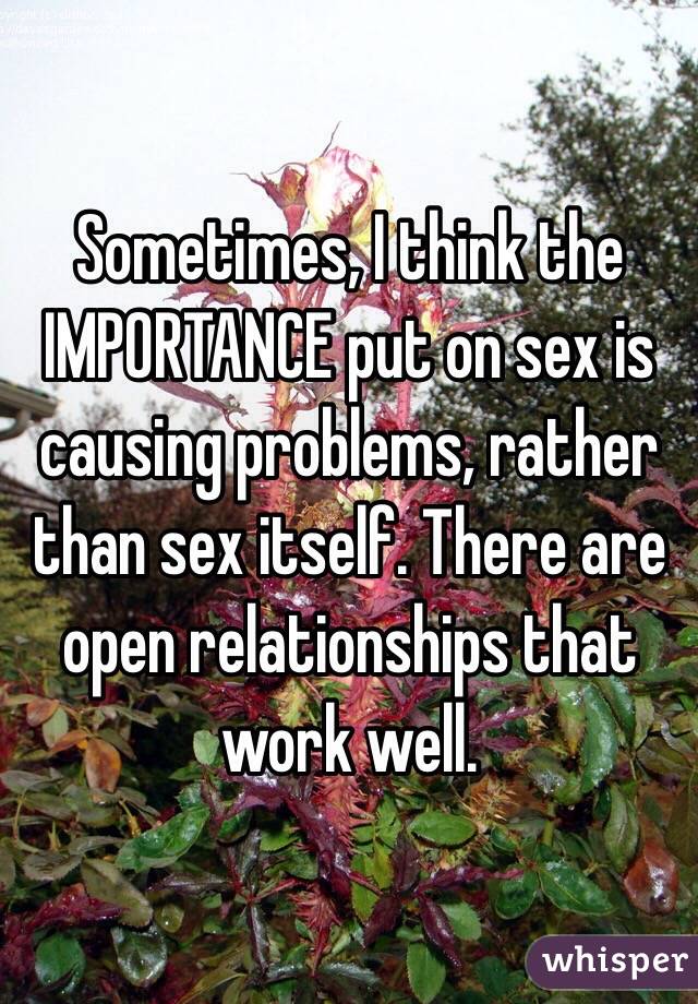 Sometimes, I think the IMPORTANCE put on sex is causing problems, rather than sex itself. There are open relationships that work well. 