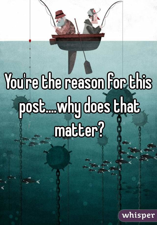 You're the reason for this post....why does that matter?