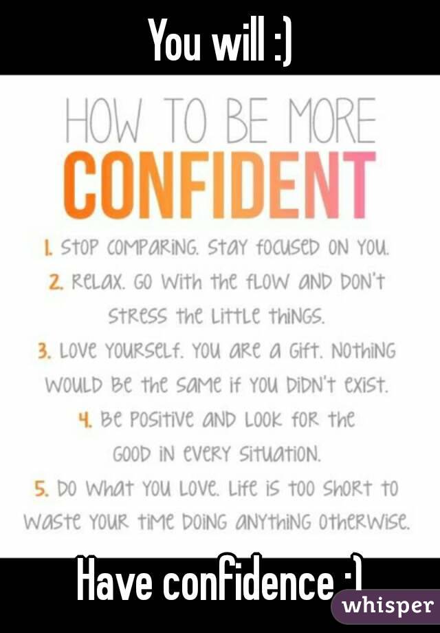 You will :)







Have confidence ;)
