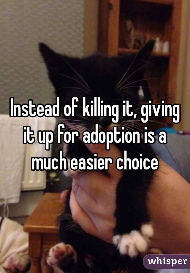 Instead of killing it, giving it up for adoption is a much easier choice